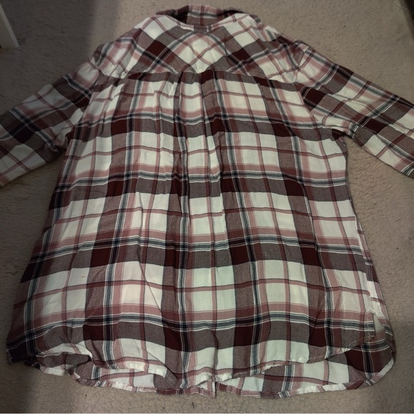 Garage Burgundy and White Plaid Button Front Shirt - Picture 5 of 5